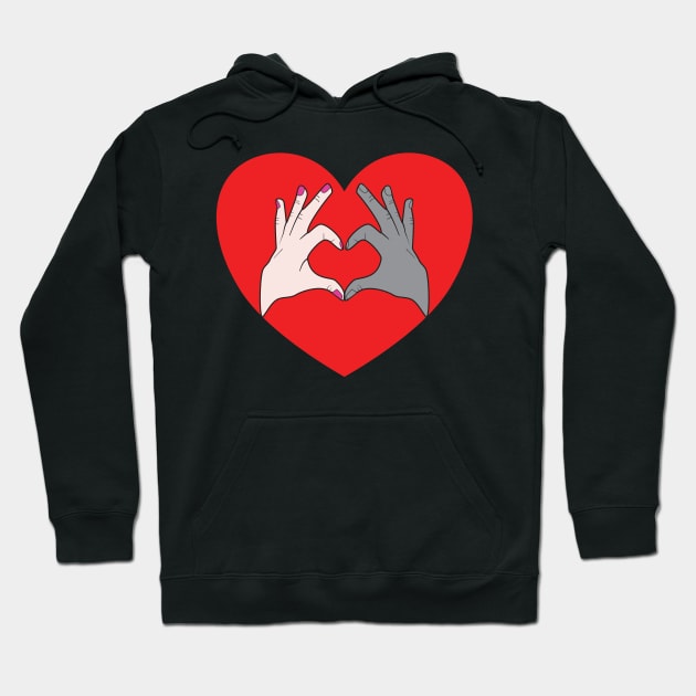 Hands Making Heart Shape Love Sign Language Valentine's Day Hoodie by Okuadinya